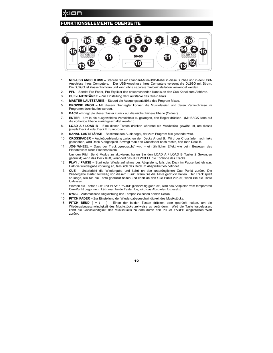 ION Audio DJ2GO User Manual | Page 12 / 16