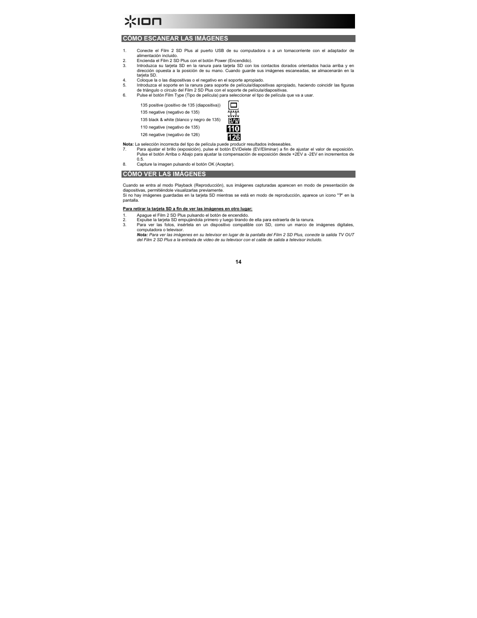 Cómo escanear las imágenes, Cómo ver las imágenes | ION Audio Film 2 SD Plus User Manual | Page 14 / 60