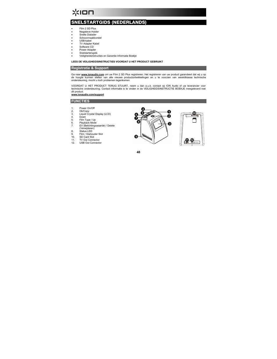 Snelstartgids (nederlands) | ION Audio Film 2 SD Plus User Manual | Page 48 / 60