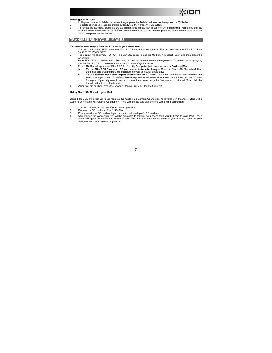 ION Audio Film 2 SD Plus User Manual | Page 7 / 60