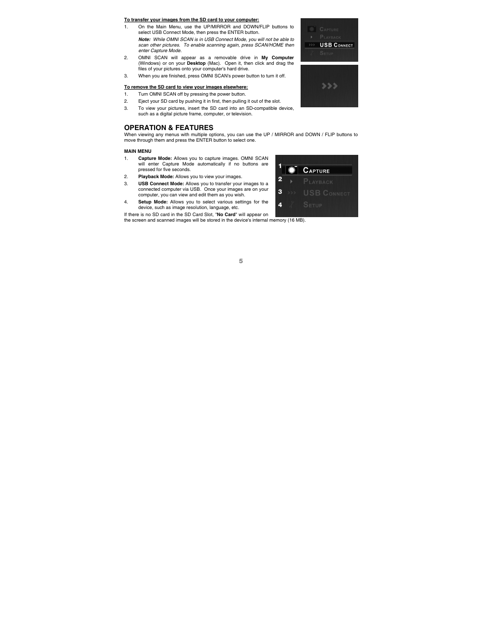 Operation & features | ION Audio Omni Scan User Manual | Page 5 / 36