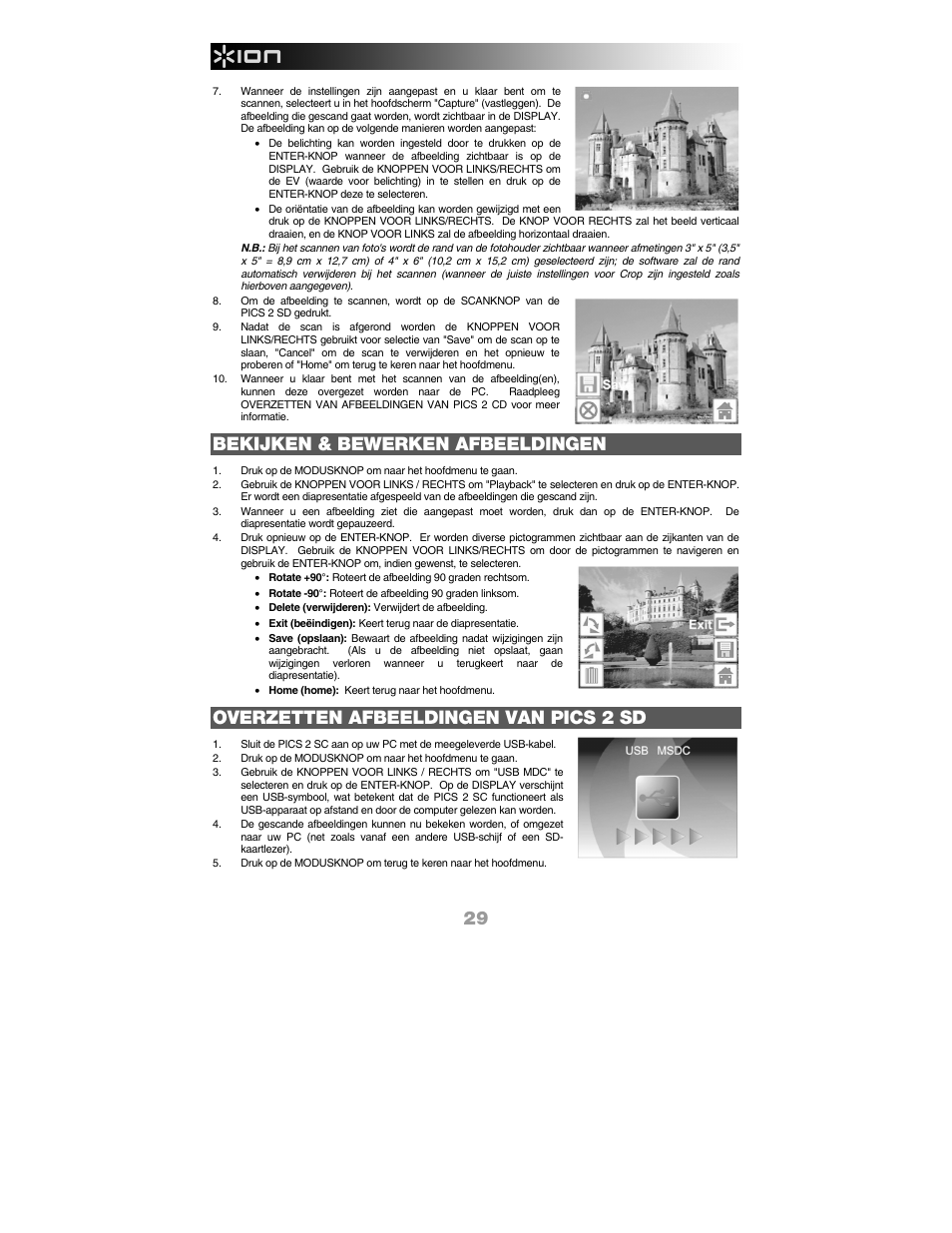 Bekijken & bewerken afbeeldingen, Overzetten afbeeldingen van pics 2 sd | ION Audio Pics 2 SD User Manual | Page 30 / 32