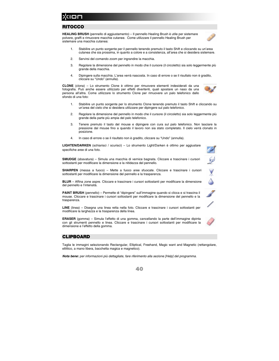 Ritocco, Clipboard | ION Audio Slides 2 PC User Manual | Page 40 / 64