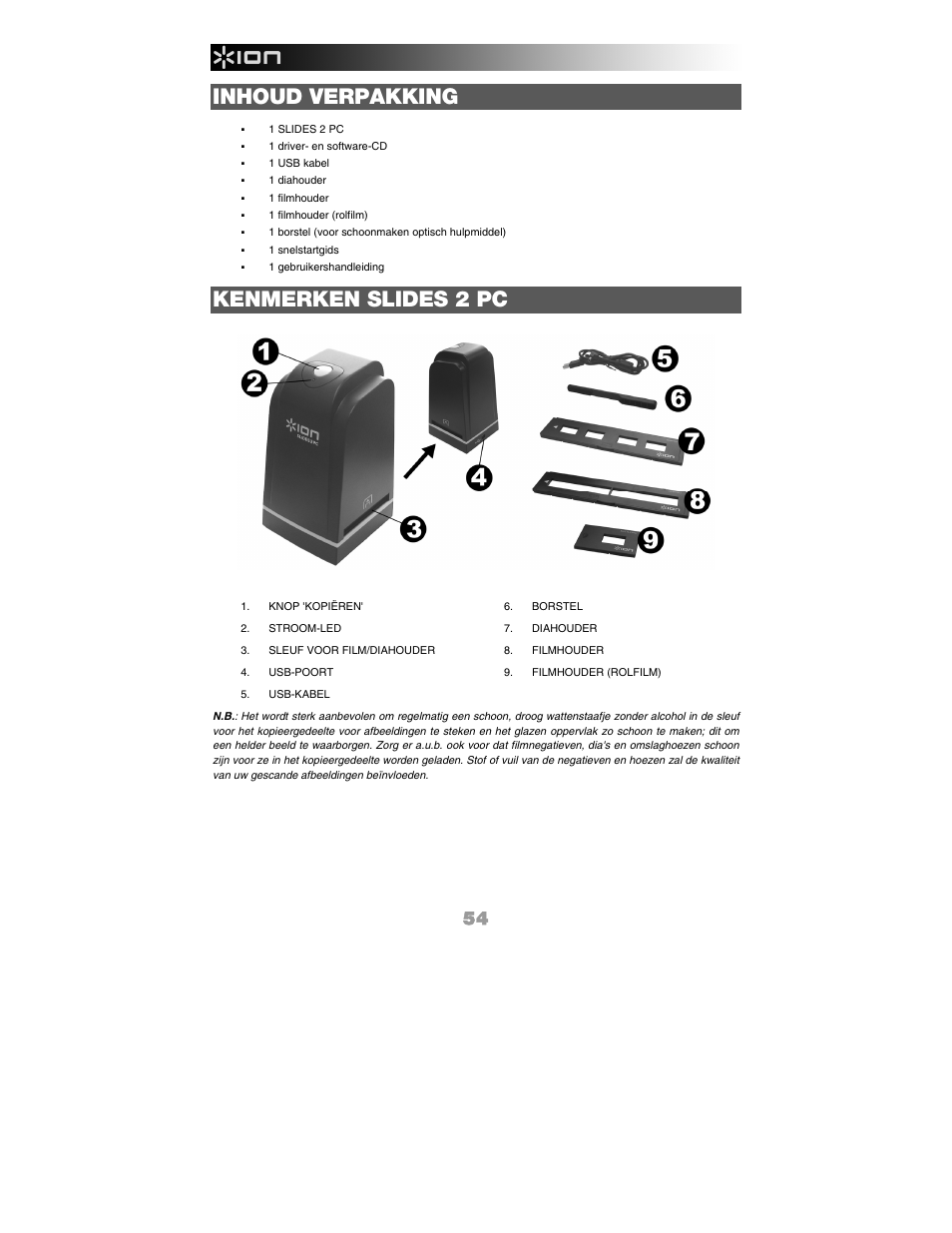 Inhoud verpakking, Kenmerken slides 2 pc | ION Audio Slides 2 PC User Manual | Page 54 / 64