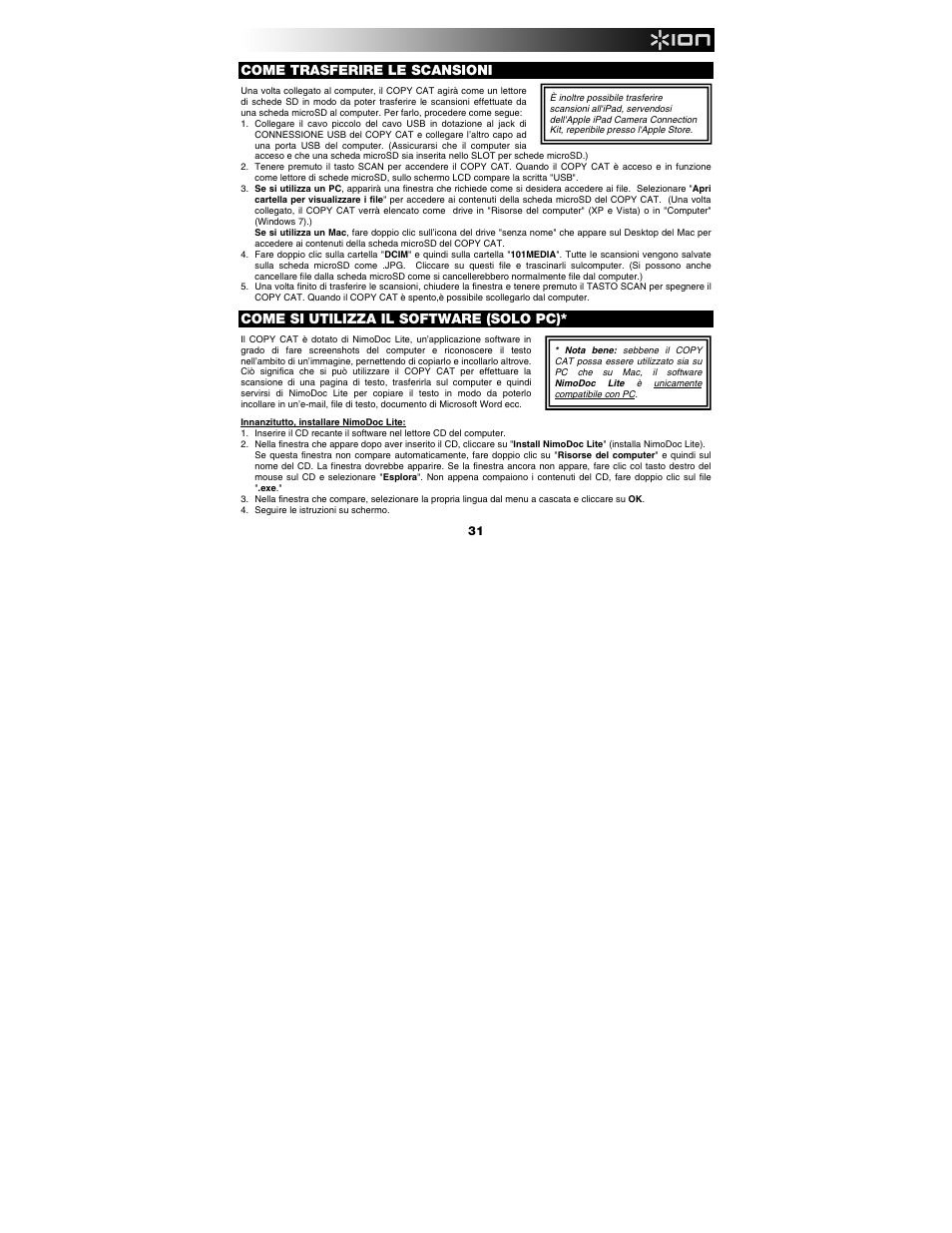 Come trasferire le scansioni, Come si utilizza il software (solo pc) | ION Audio Copy Cat User Manual | Page 31 / 56