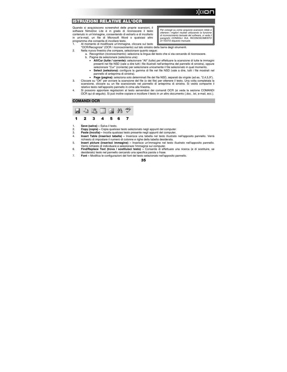 Istruzioni relative all'ocr | ION Audio Copy Cat User Manual | Page 35 / 56