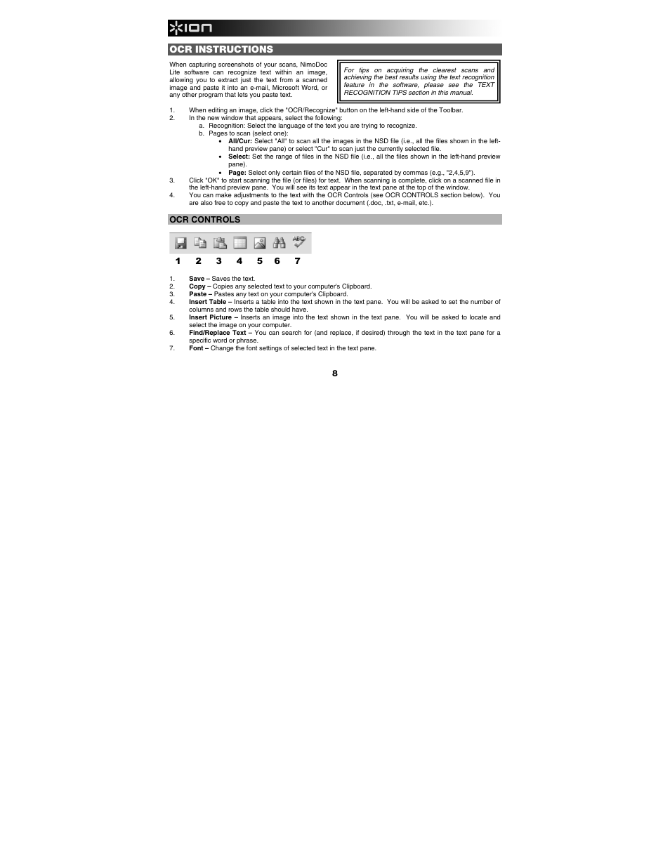 Ocr instructions | ION Audio Copy Cat User Manual | Page 8 / 56