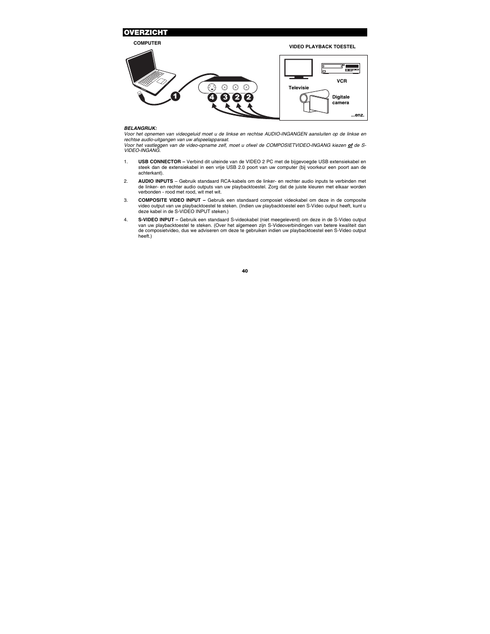 Overzicht | ION Audio Video 2 PC MKII User Manual | Page 40 / 44