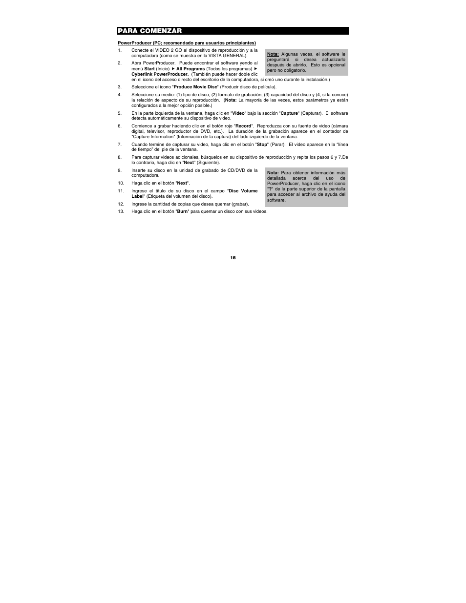 Para comenzar | ION Audio Video 2 Go User Manual | Page 15 / 56