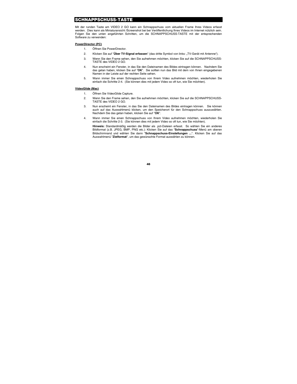 Schnappschuss-taste | ION Audio Video 2 Go User Manual | Page 46 / 56