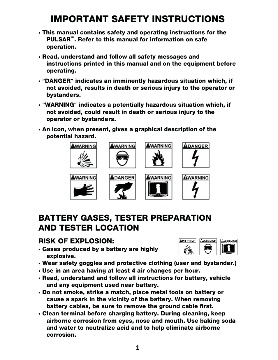 Important safety instructions, Risk of explosion | IPA Tools 9000 Pulsar Standard Kit User Manual | Page 2 / 16