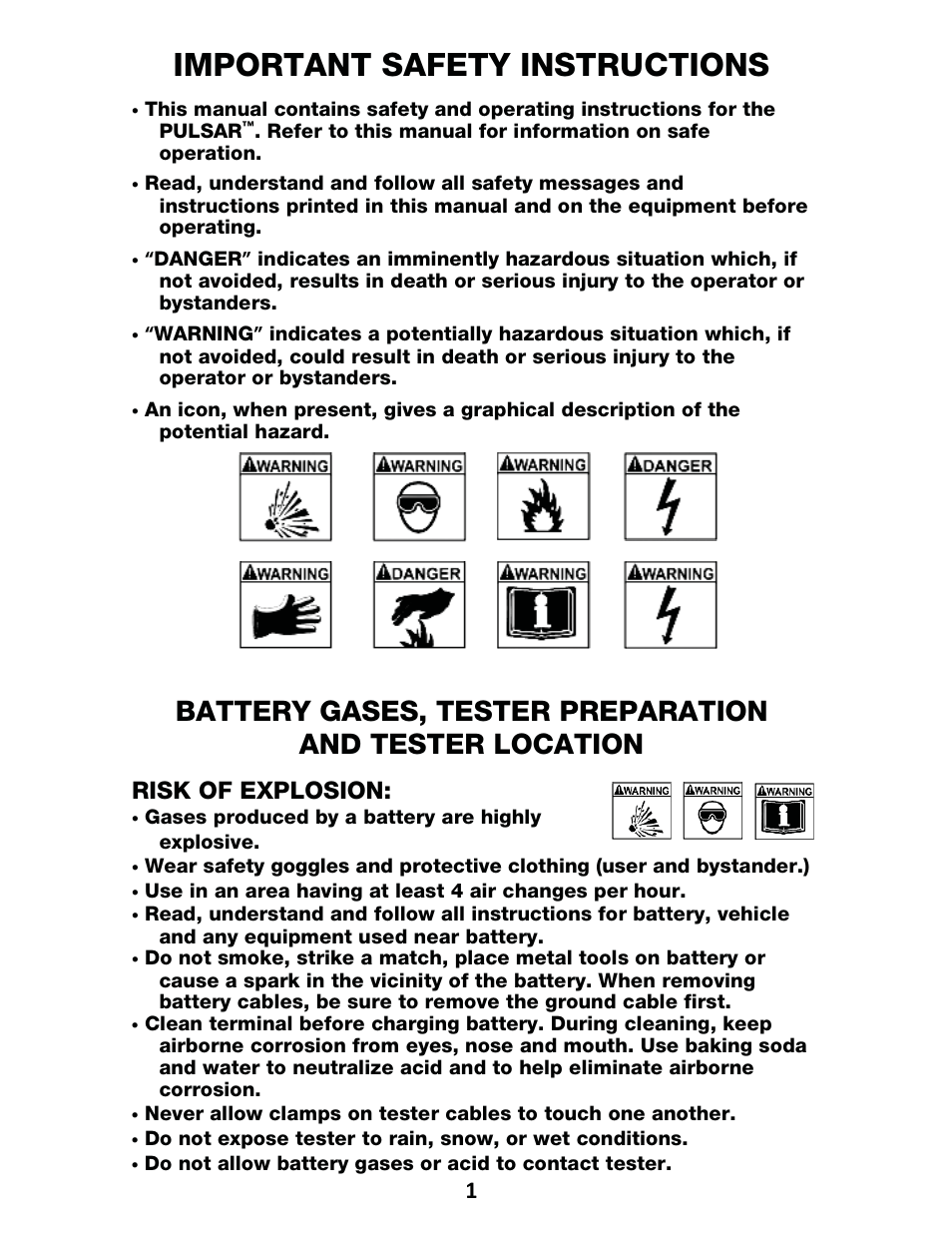 Important safety instructions, Risk of explosion | IPA Tools 9001 Pulsar Master Kit User Manual | Page 2 / 16