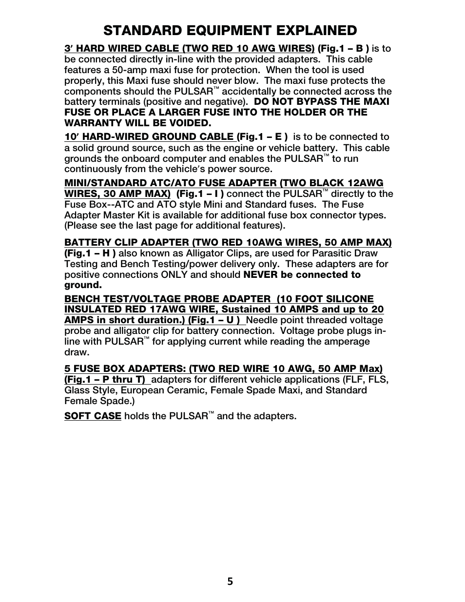 Standard equipment explained | IPA Tools 9001 Pulsar Master Kit User Manual | Page 6 / 16