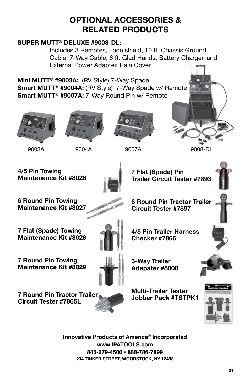 Optional accessories & related products | IPA Tools 9005A Super MUTT Head User Manual | Page 31 / 32