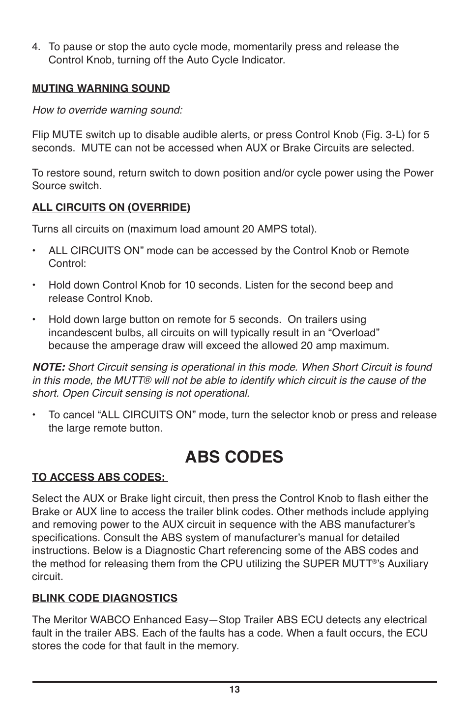 Abs codes | IPA Tools 9007A Smart MUTT Head User Manual | Page 13 / 24