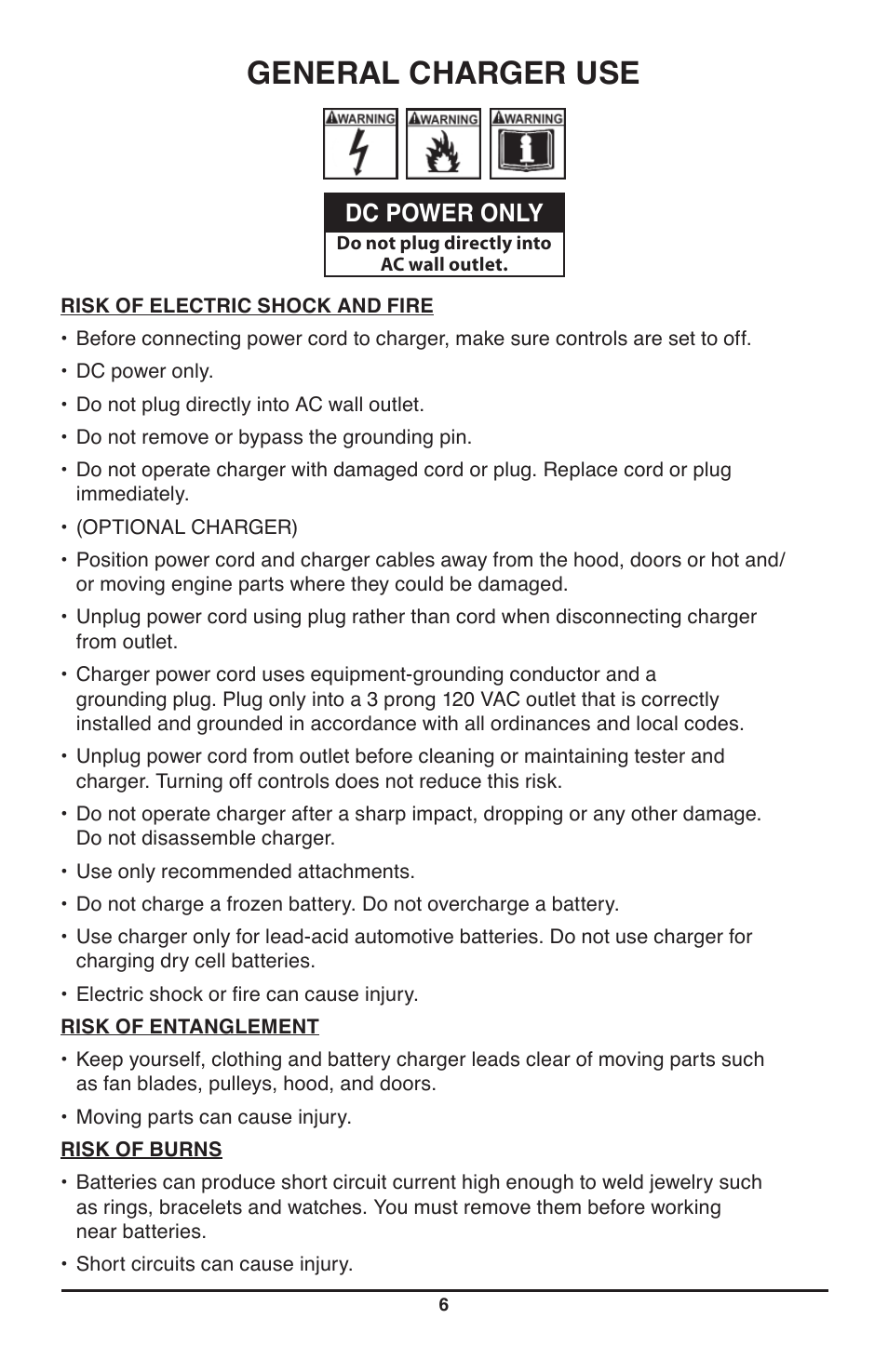 General charger use, Dc power only | IPA Tools 9007A Smart MUTT Head User Manual | Page 6 / 24