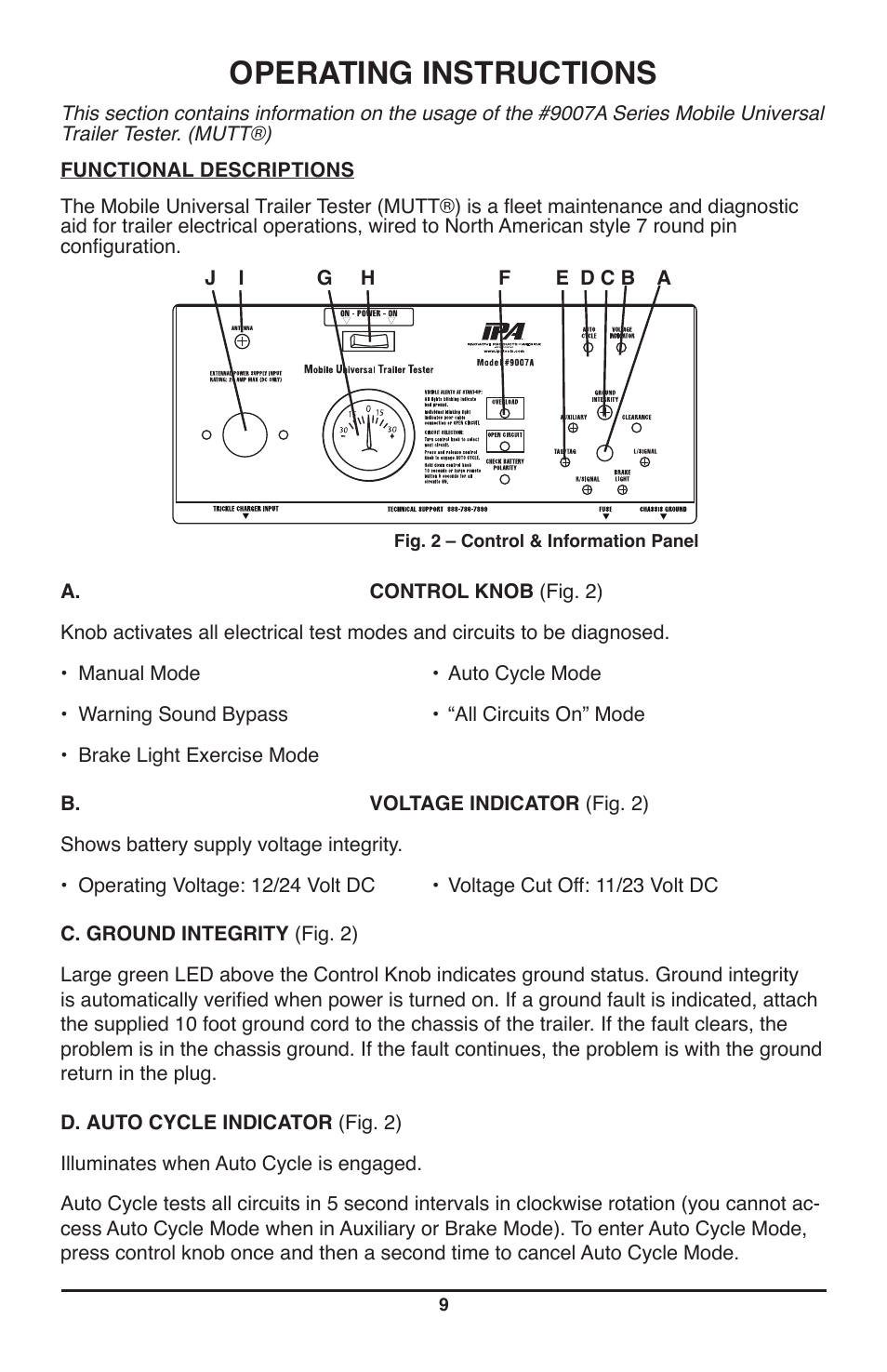 Operating instructions | IPA Tools 9007A Smart MUTT Head User Manual | Page 9 / 24