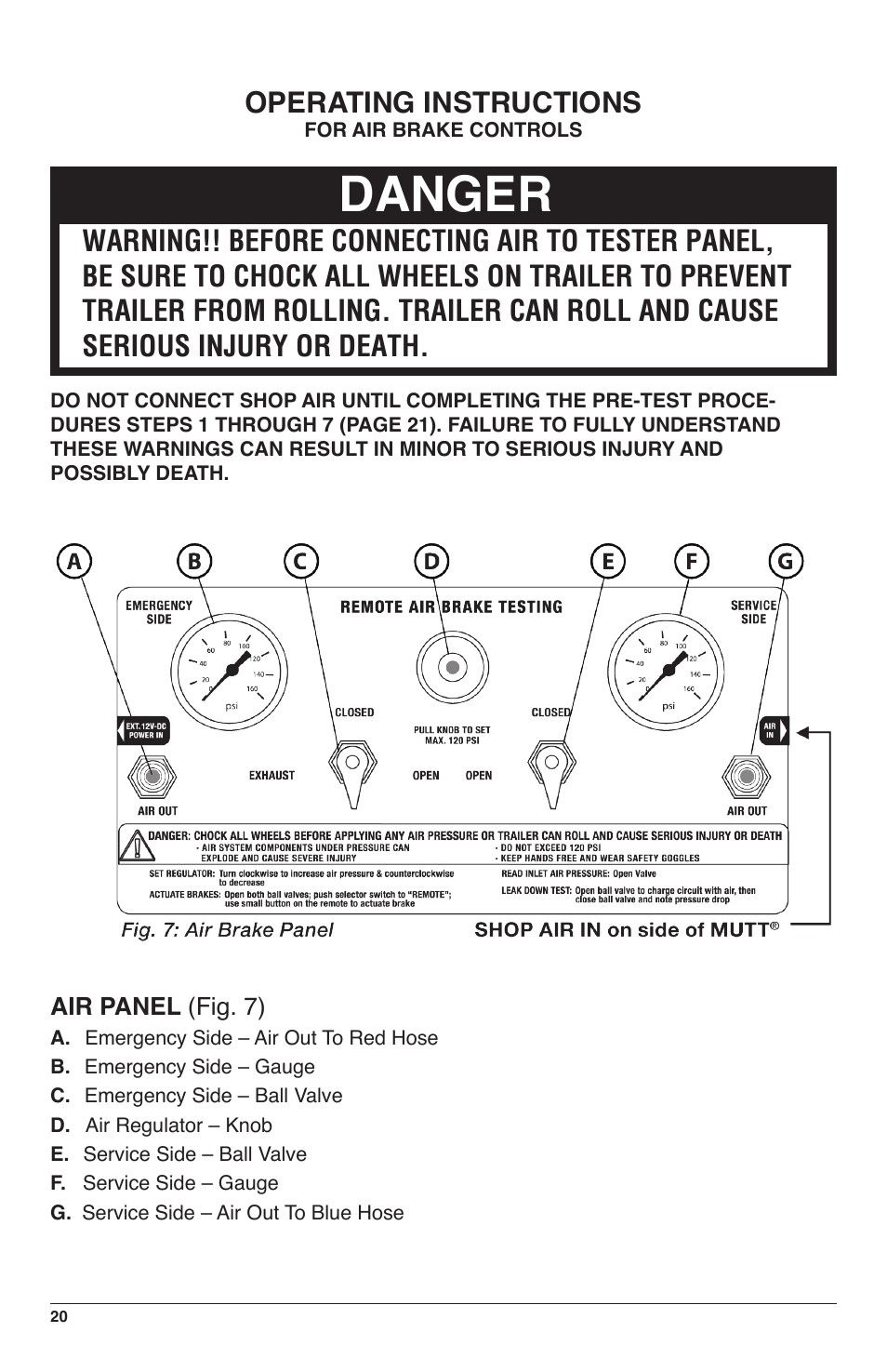 Danger, Operating instructions | IPA Tools 9008-SE Super MUTT Standard Edition User Manual | Page 20 / 28