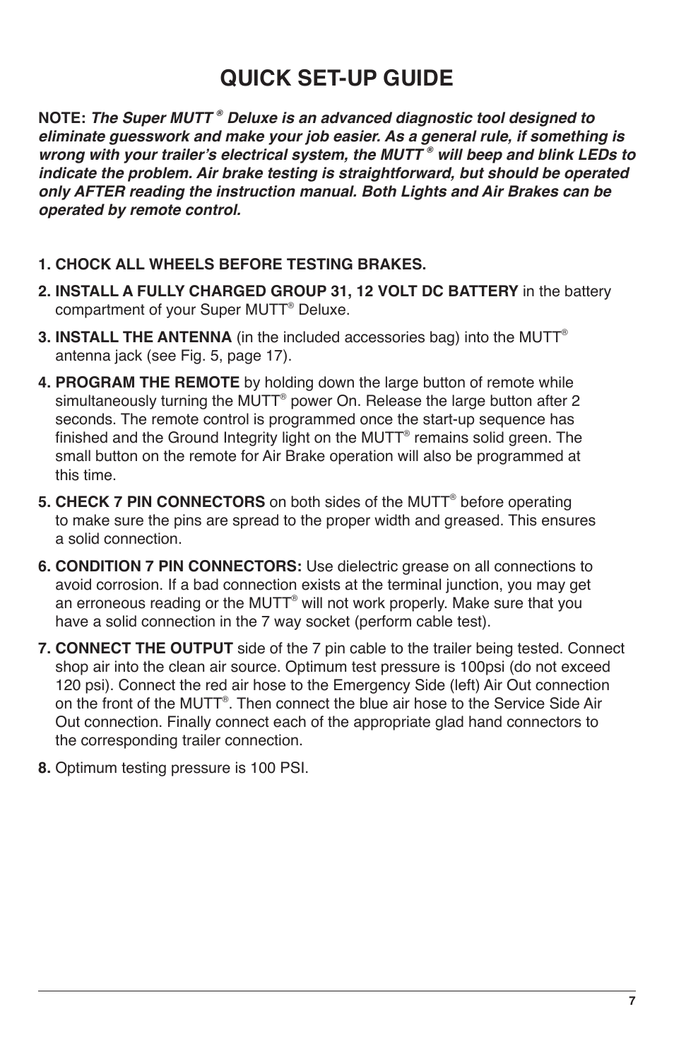 Quick set-up guide | IPA Tools 9008-SE Super MUTT Standard Edition User Manual | Page 7 / 28