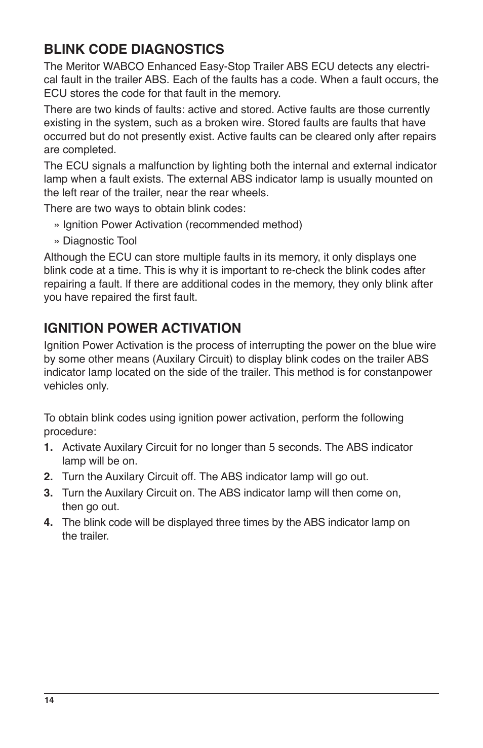 Blink code diagnostics, Ignition power activation | IPA Tools 9008-DL Super MUTT Deluxe Edition User Manual | Page 14 / 28