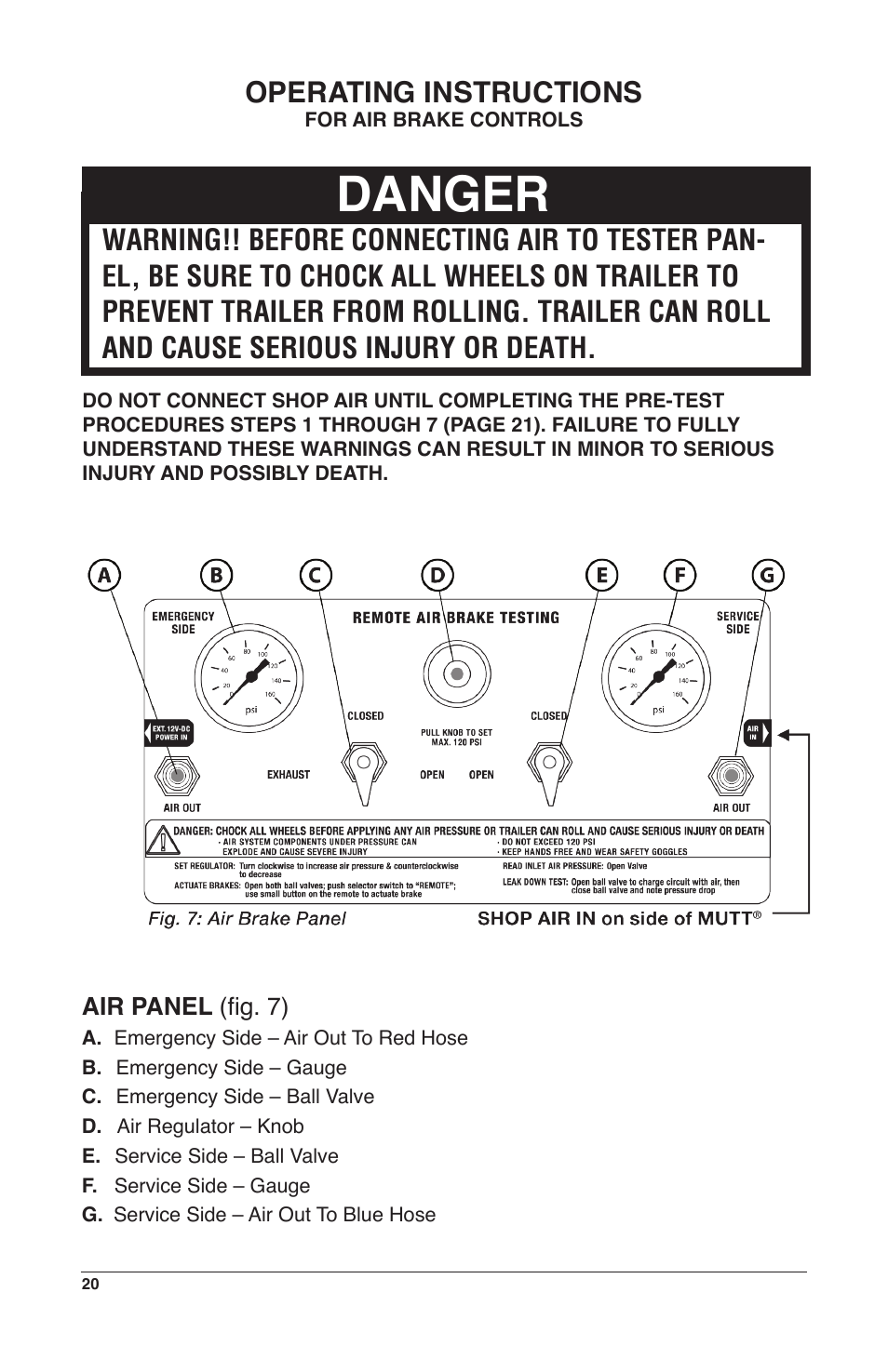 Danger, Operating instructions | IPA Tools 9008-DL Super MUTT Deluxe Edition User Manual | Page 20 / 28