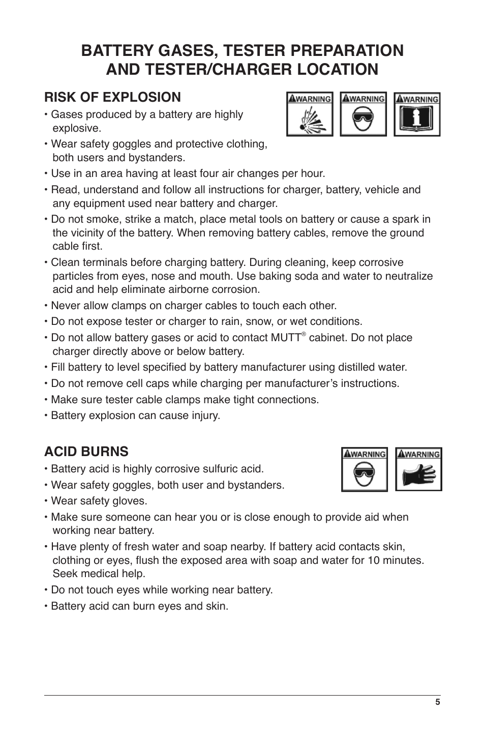 Risk of explosion, Acid burns | IPA Tools 9008-DL Super MUTT Deluxe Edition User Manual | Page 5 / 28