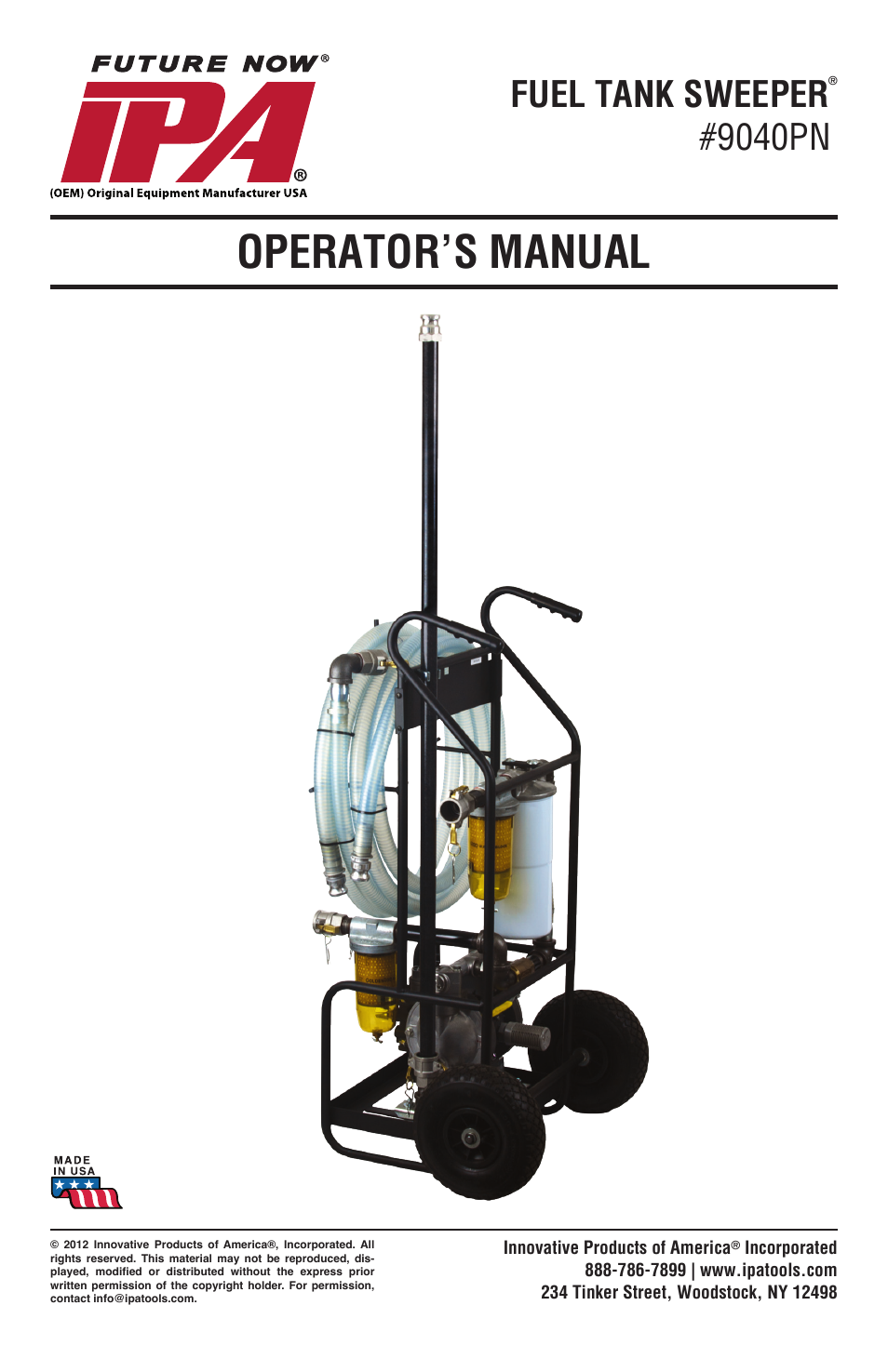 IPA Tools 9040PN Fuel Tank Sweeper with Pneumatic Pump User Manual | 12 pages
