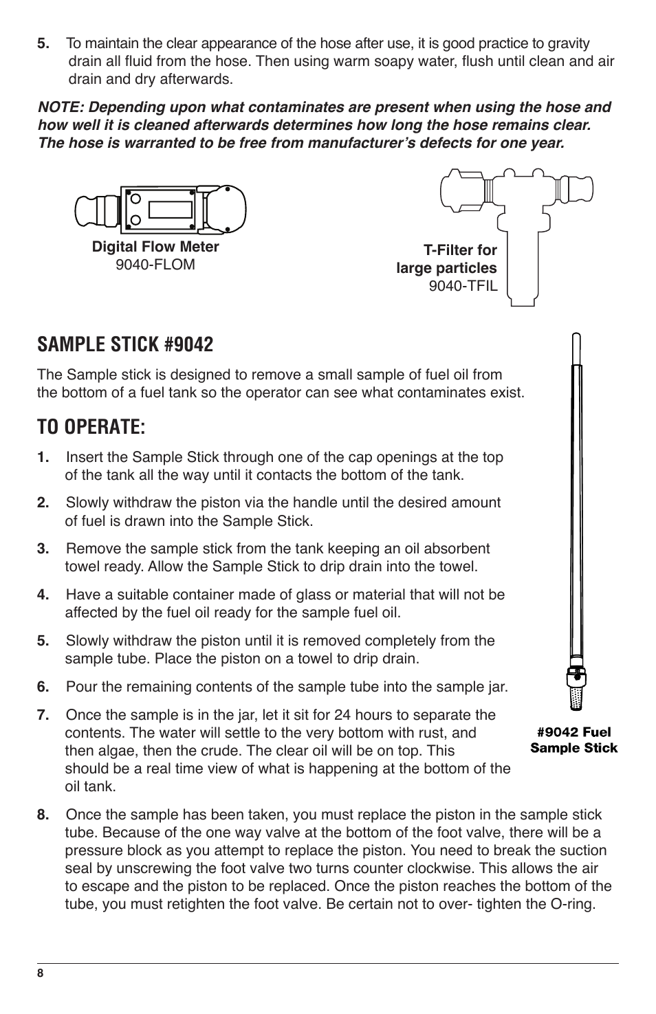 Sample stick #9042 | IPA Tools 9040PN Fuel Tank Sweeper with Pneumatic Pump User Manual | Page 8 / 12
