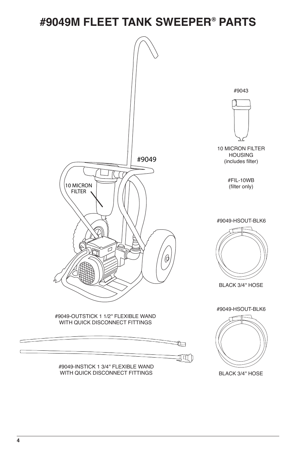 9049m fleet tank sweeper, Parts | IPA Tools 9049 Fleet Tank Sweeper User Manual | Page 4 / 8