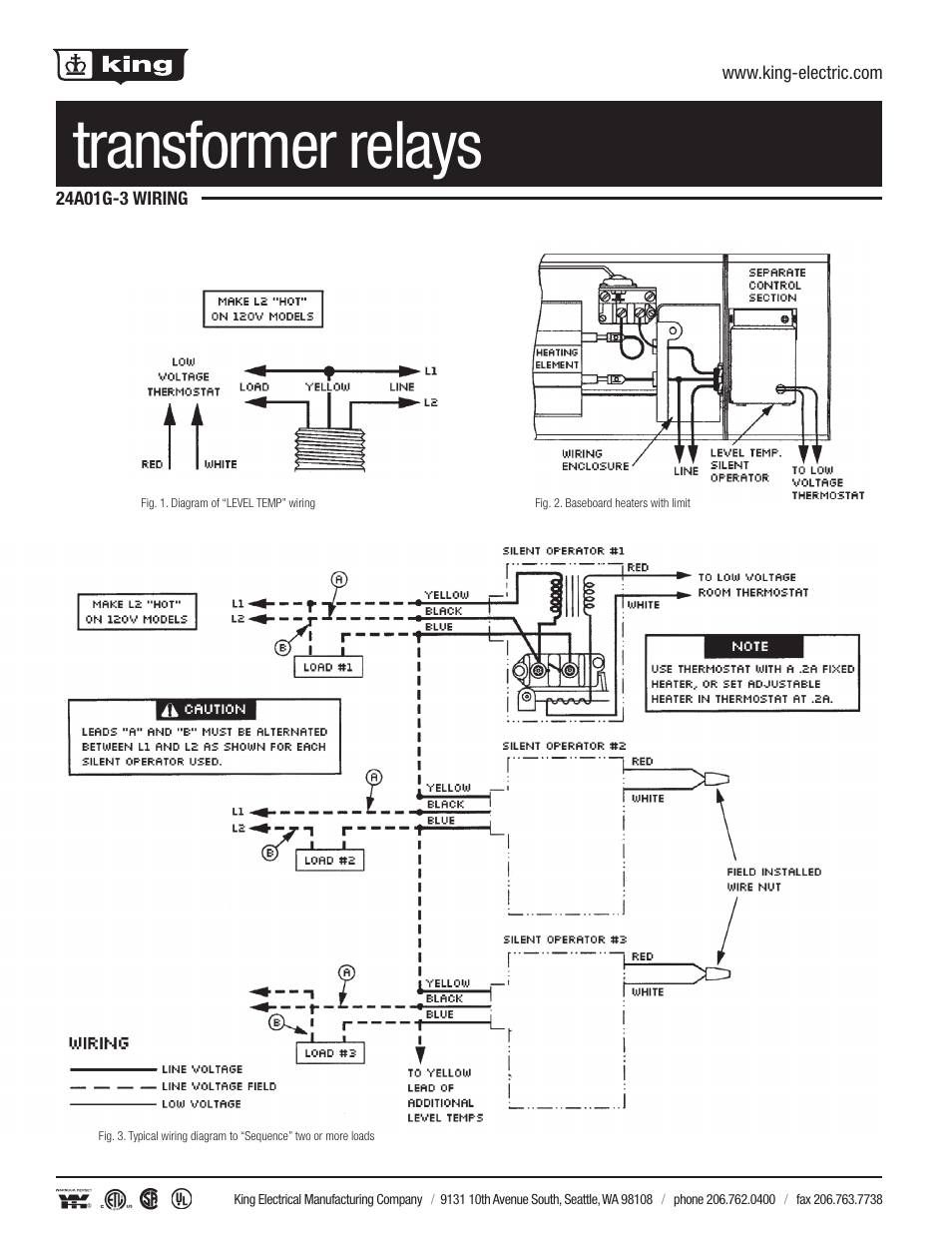King Electric Transformer Silent Relay User Manual | 3 pages