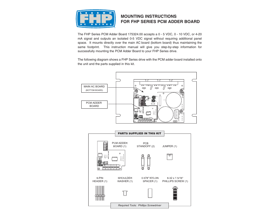 LEESON Mounting Instructions for FHP Series User Manual | 4 pages