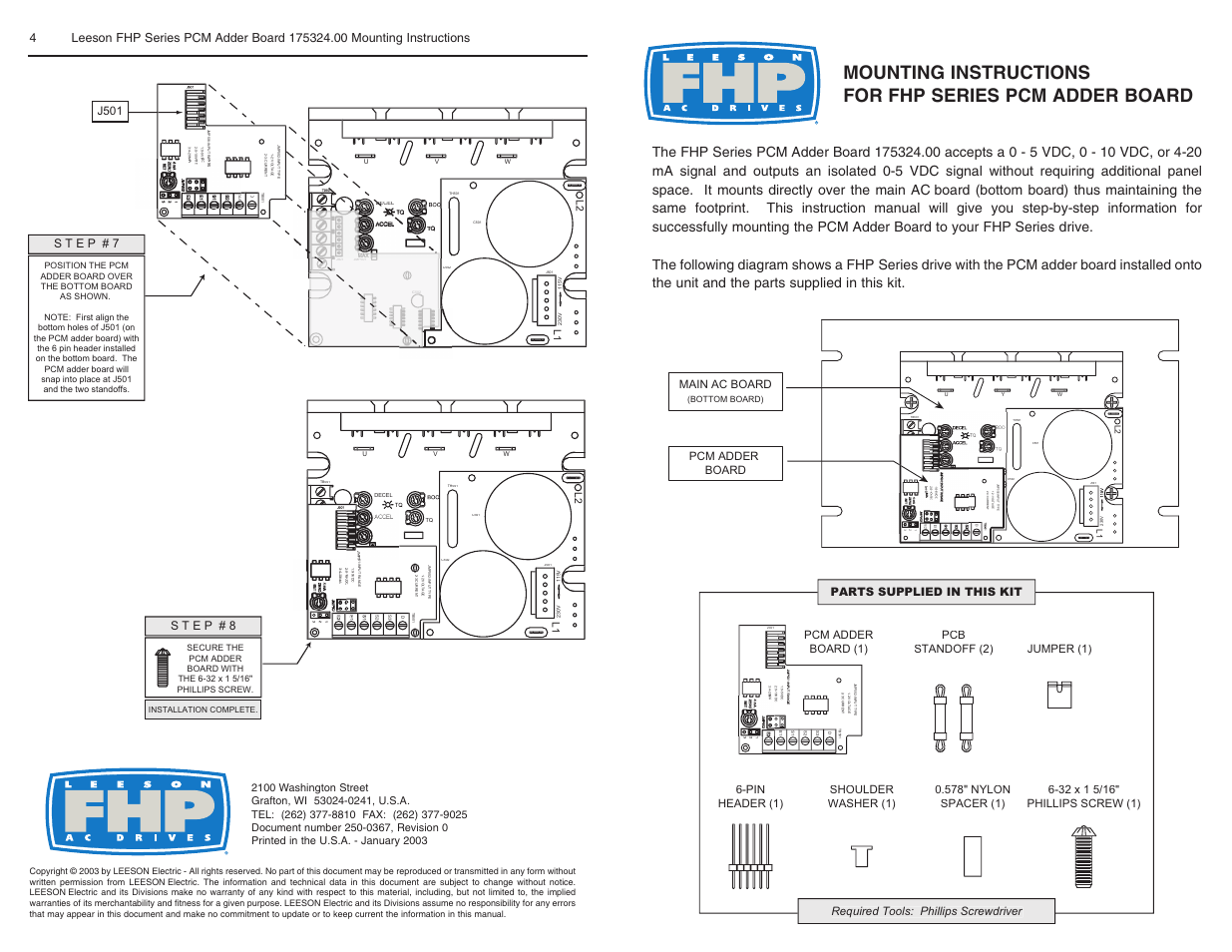 LEESON Mounting Instructions for FHP Series User Manual | 2 pages