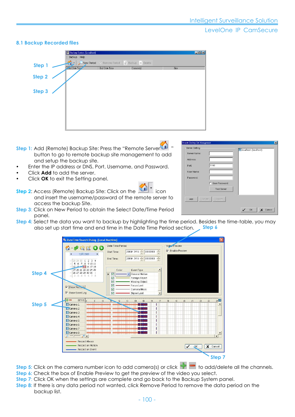 1 backup recorded files | LevelOne FCS-8006 User Manual | Page 101 / 139