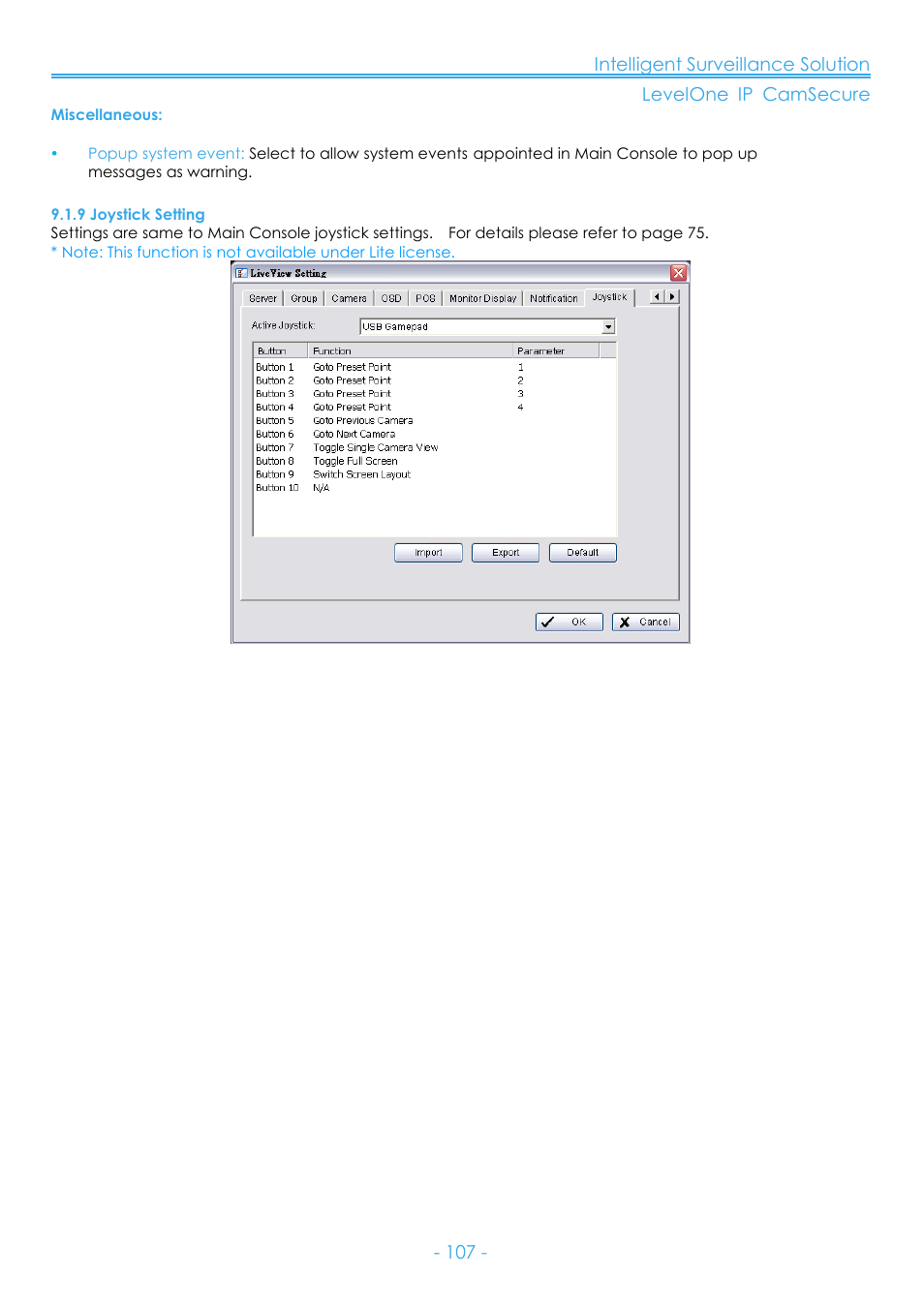 9 joystick setting | LevelOne FCS-8006 User Manual | Page 108 / 139