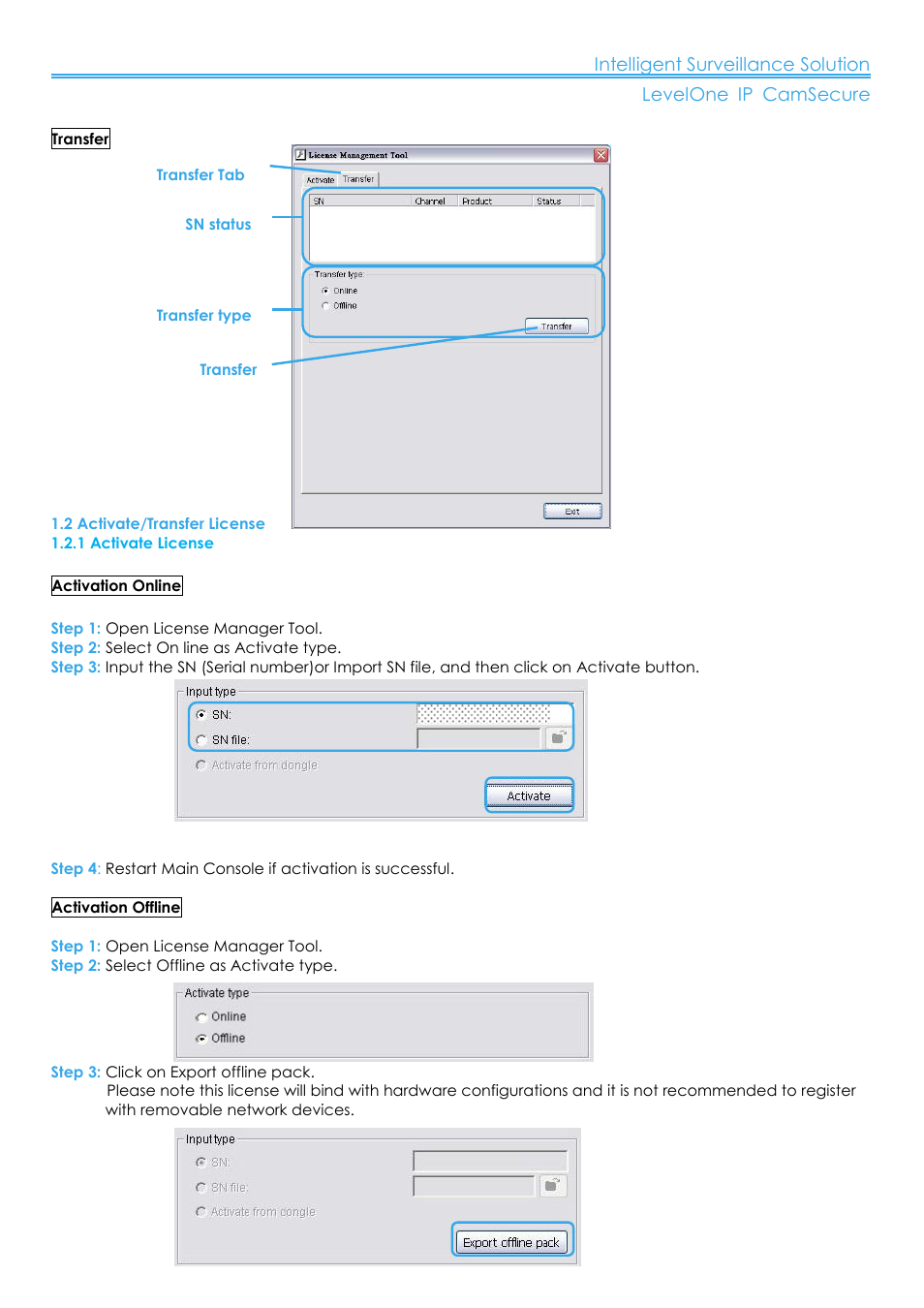 2 activate/transfer license | LevelOne FCS-8006 User Manual | Page 118 / 139