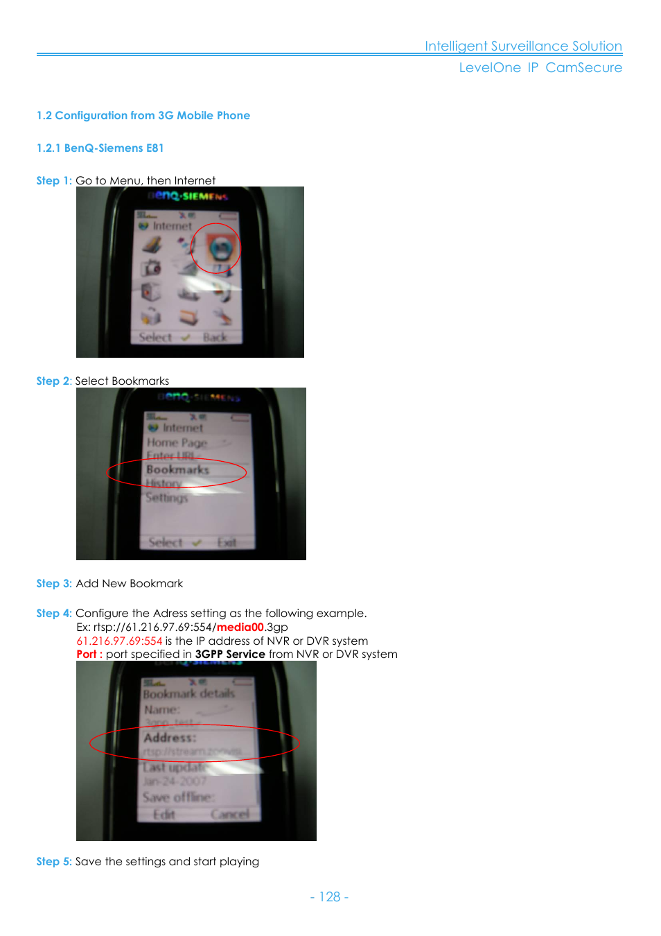 2 configuration from 3g mobile phone, 1 benq-siemens e81 | LevelOne FCS-8006 User Manual | Page 129 / 139