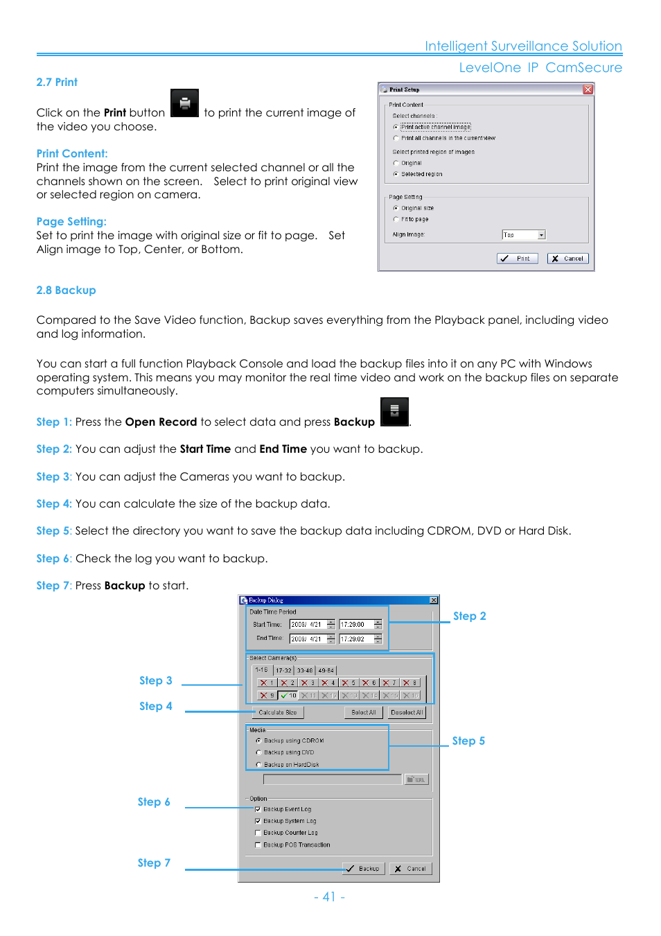 7 print, 8 backup | LevelOne FCS-8006 User Manual | Page 42 / 139