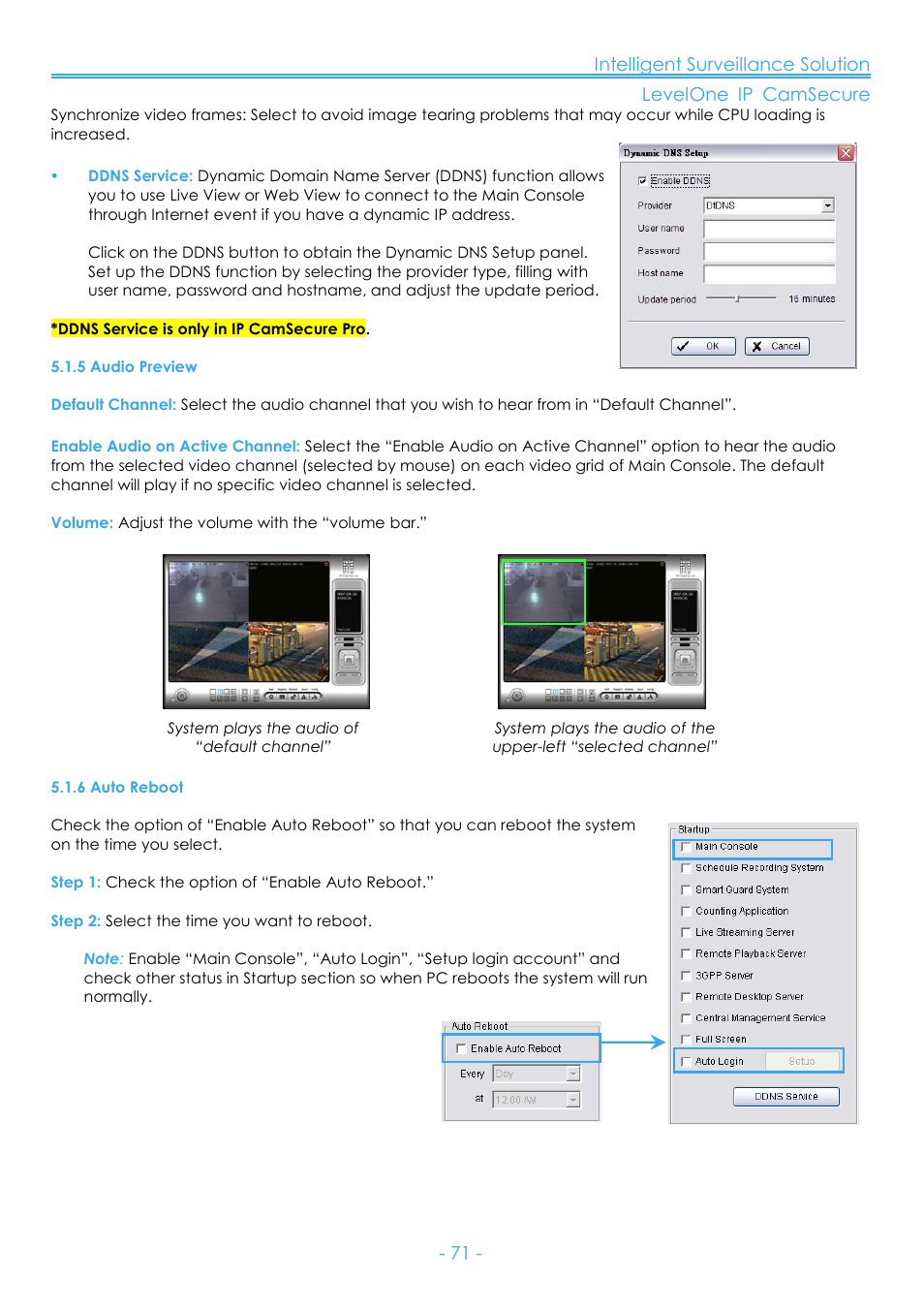 5 audio preview, 6 auto reboot | LevelOne FCS-8006 User Manual | Page 72 / 139