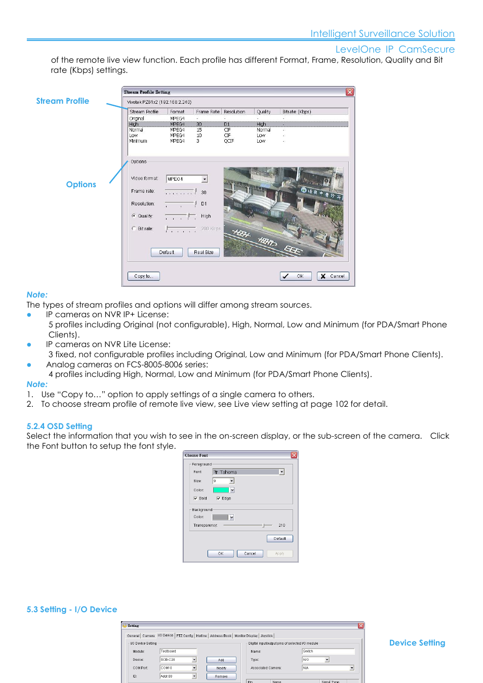 4 osd setting, 3 setting - i/o device | LevelOne FCS-8006 User Manual | Page 75 / 139