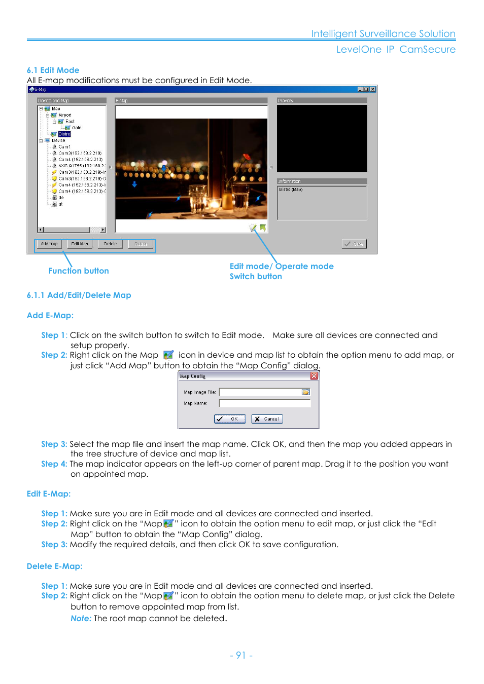1 edit mode, 1 add/edit/delete map | LevelOne FCS-8006 User Manual | Page 92 / 139