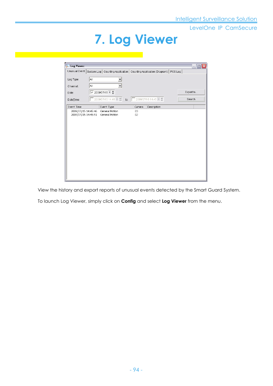 Log viewer | LevelOne FCS-8006 User Manual | Page 95 / 139