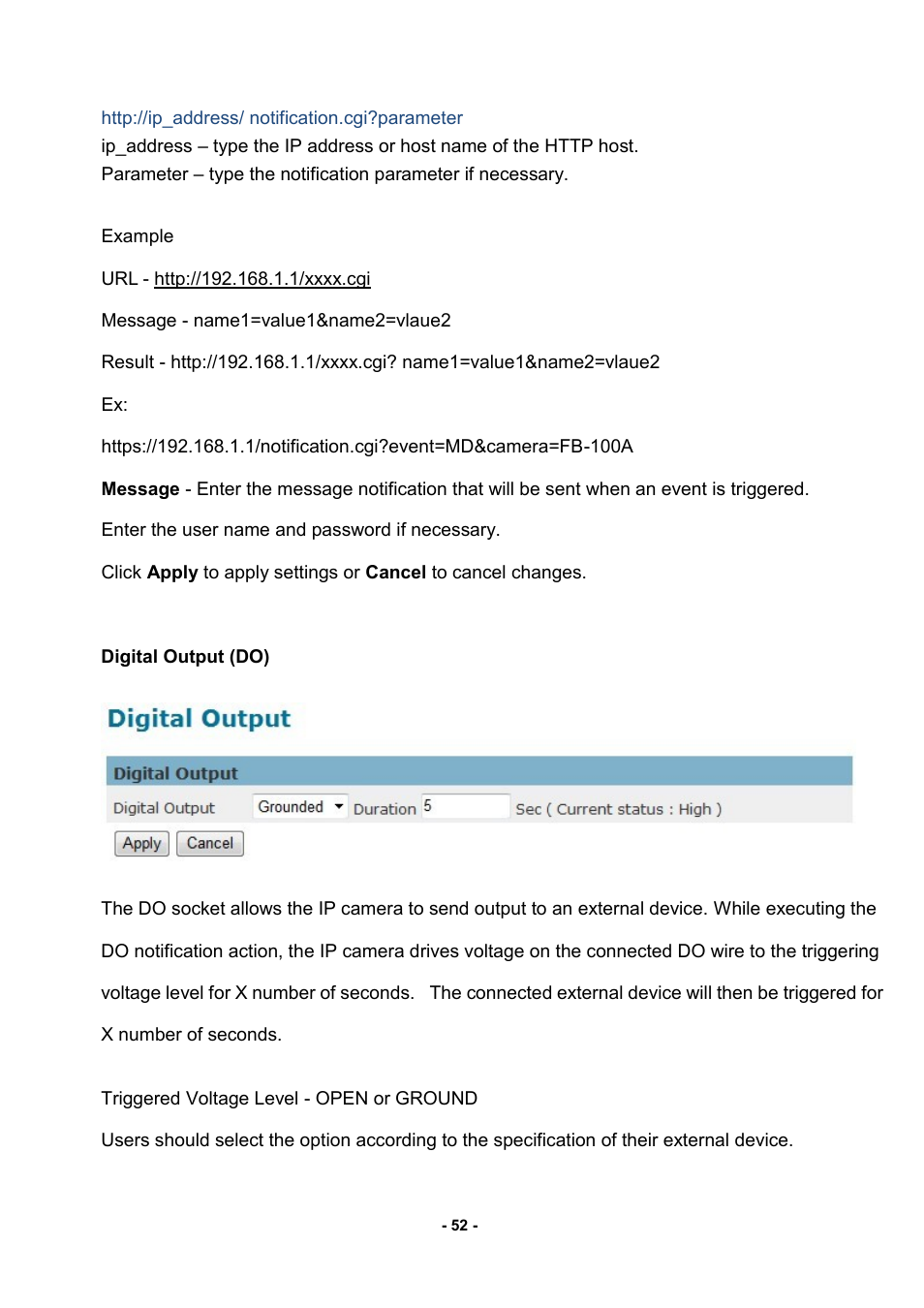 Digital output (do) | LevelOne FCS-3052 User Manual | Page 56 / 66