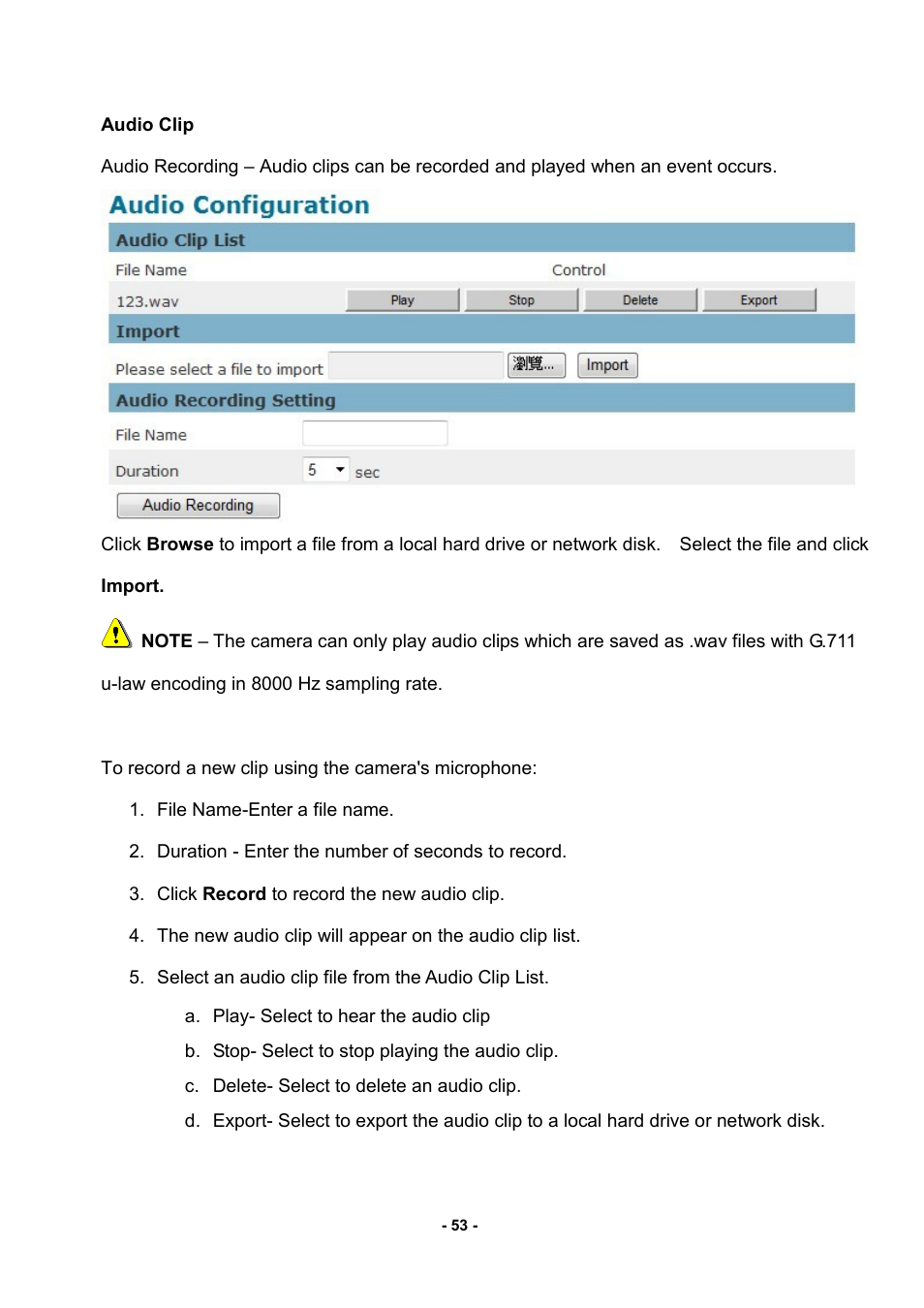 Audio clip | LevelOne FCS-3052 User Manual | Page 57 / 66