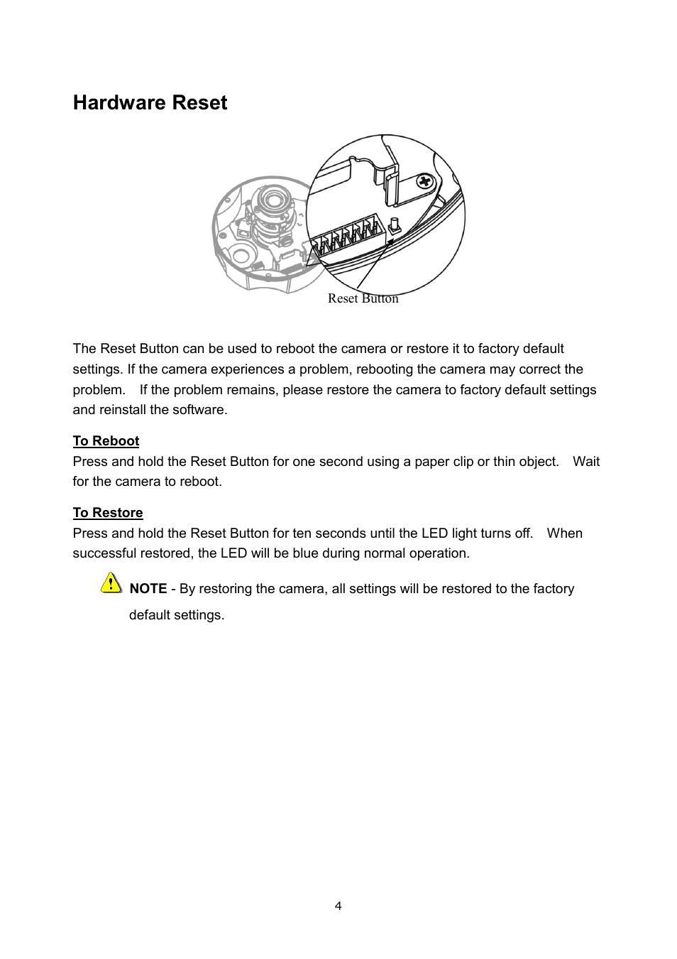 Hardware reset | LevelOne FCS-3052 User Manual | Page 8 / 66