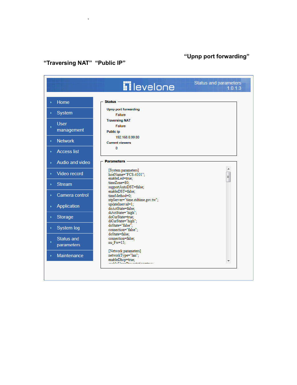 Status and parameters | LevelOne FCS-4101 User Manual | Page 47 / 56