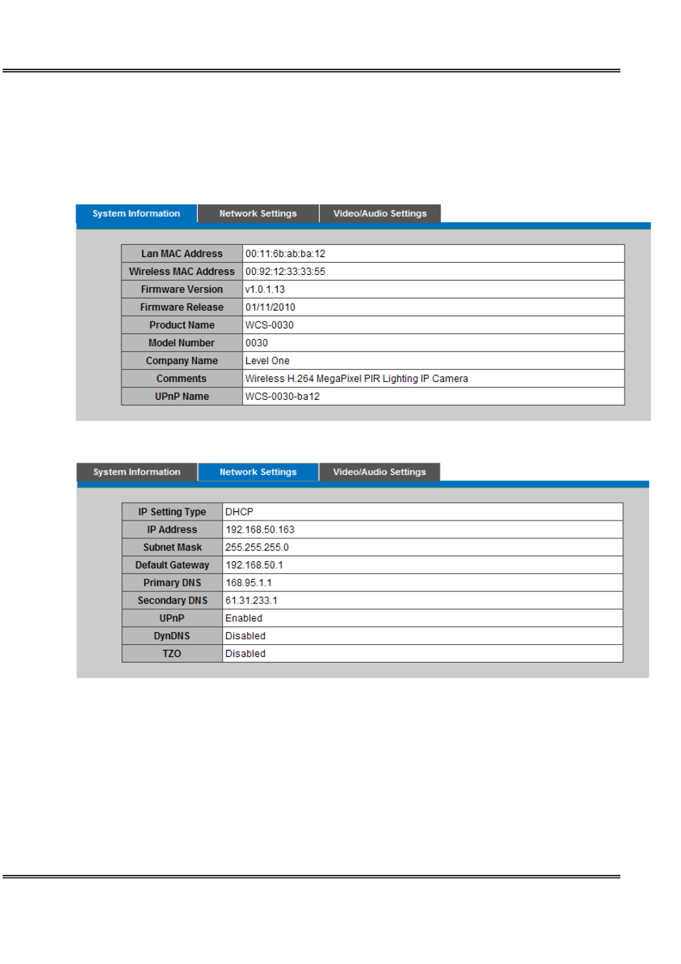 Device information | LevelOne WCS-0030 User Manual | Page 51 / 56