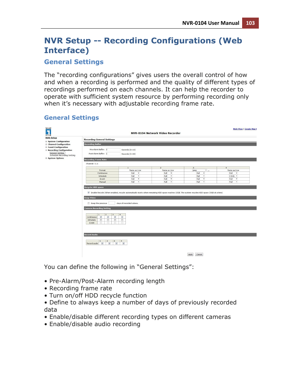 General settings | LevelOne NVR-0104 User Manual | Page 103 / 157