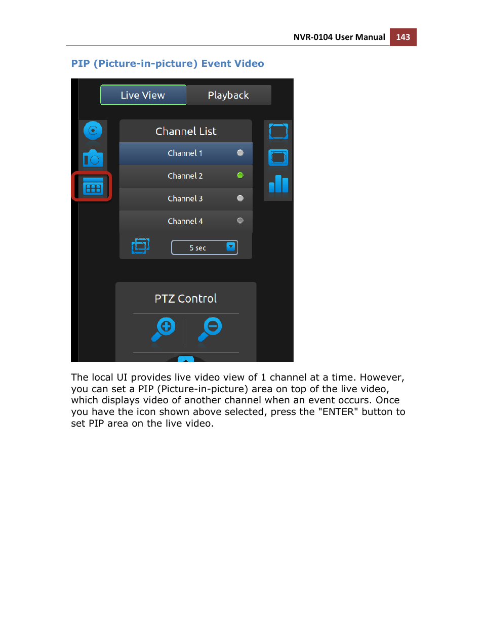 Pip (picture-in-picture) event video | LevelOne NVR-0104 User Manual | Page 143 / 157