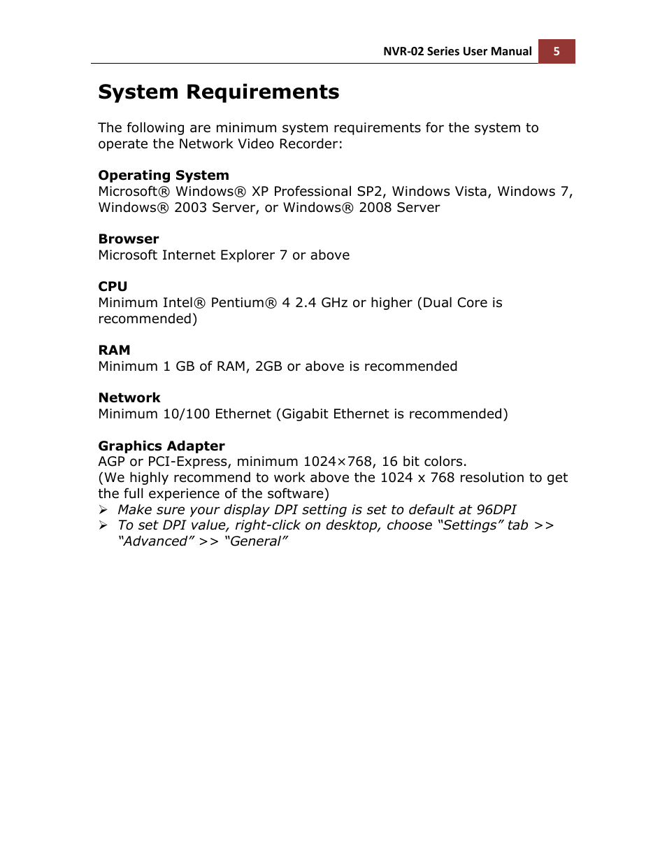 System requirements | LevelOne NVR-0216 User Manual | Page 5 / 101