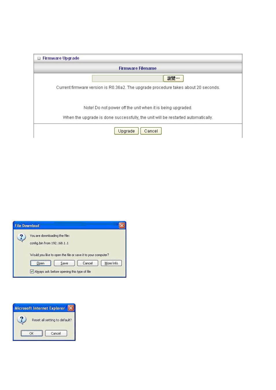 Firmware upgrade, Backup setting, Reset to default | Reboot | LevelOne WBR-6603 User Manual | Page 65 / 76